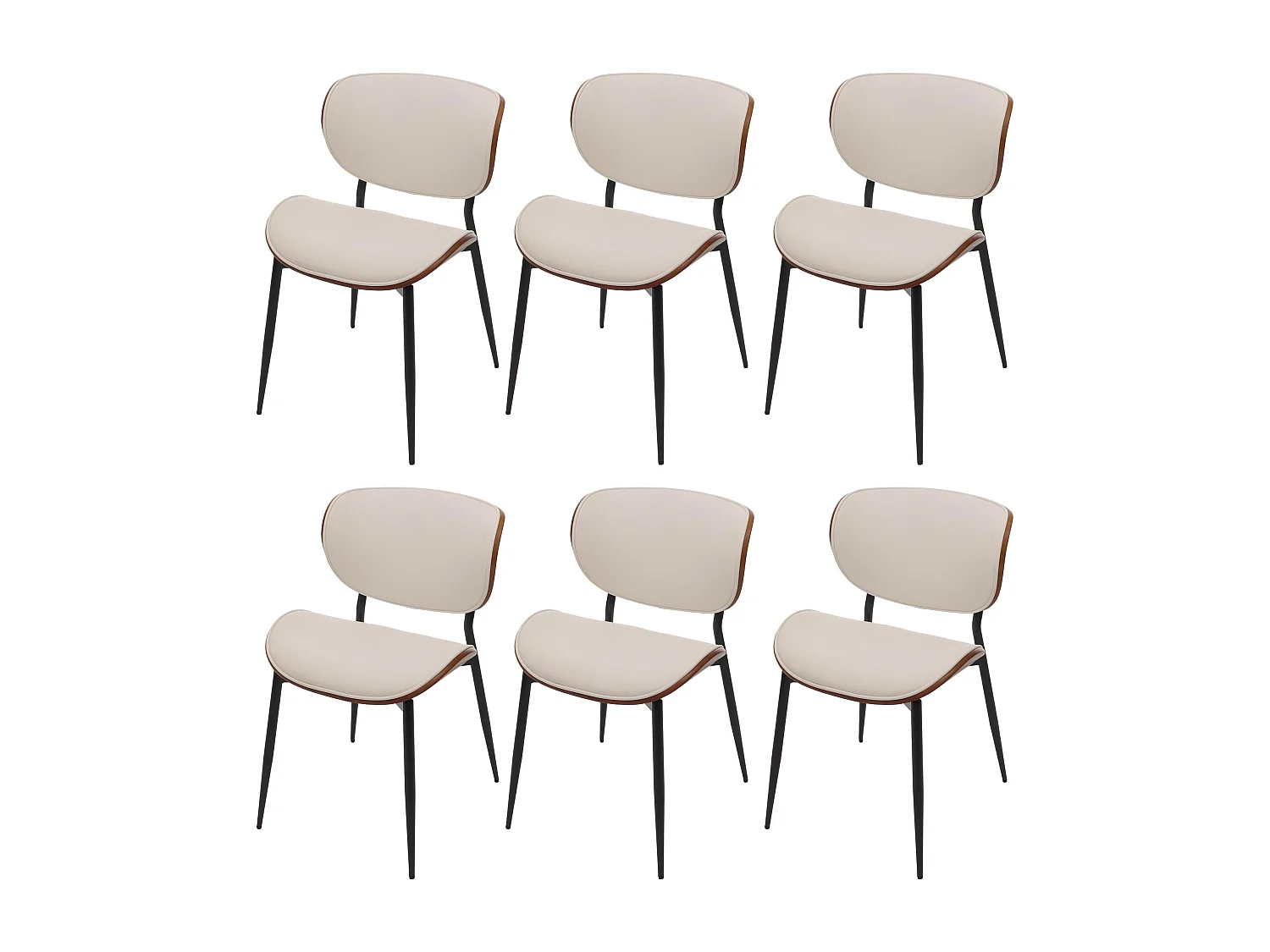 Chaise de salle à manger MCW-O45 (lot de 6),  aspect noyer, blanc