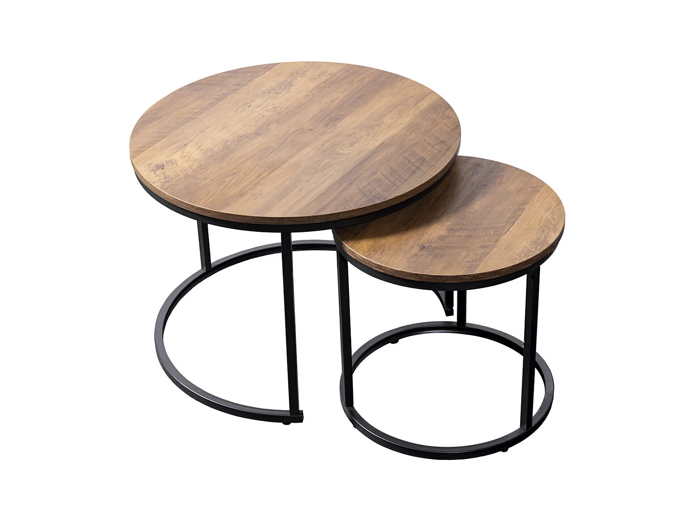 Pack de 2 mesas auxiliares de 45-40x50-40x50-40 cm com tapa en acabado roble oscuro Kio