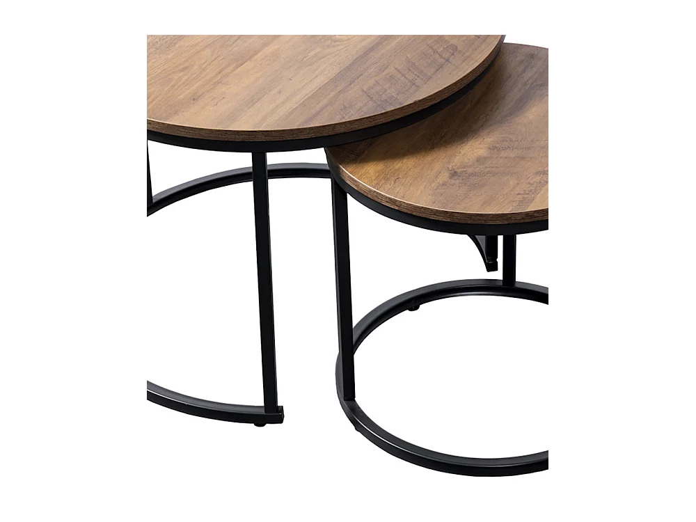 Pack de 2 mesas auxiliares de 45-40x50-40x50-40 cm com tapa en acabado roble oscuro Kio