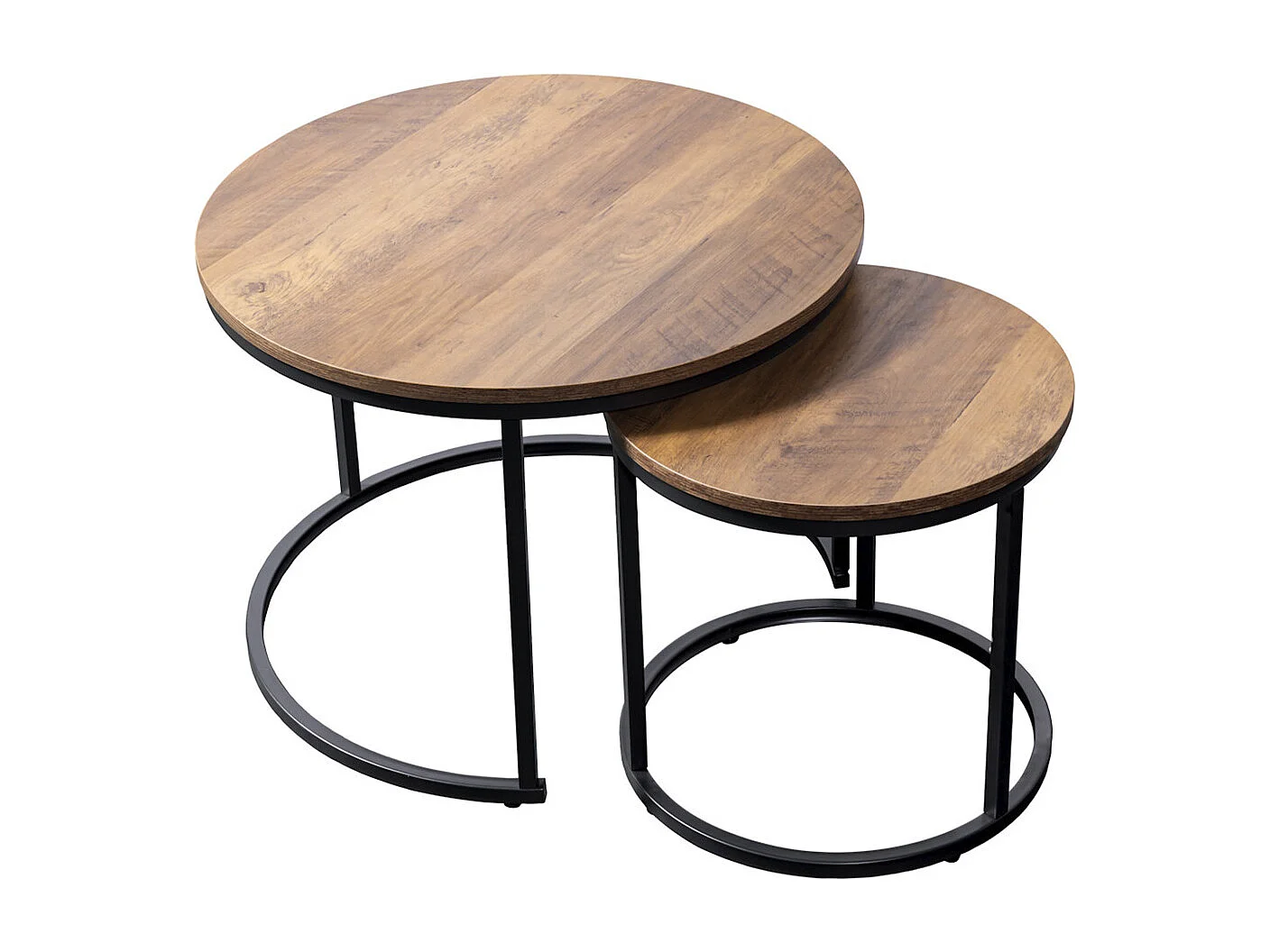 Pack de 2 mesas auxiliares de 45-40x50-40x50-40 cm com tapa en acabado roble oscuro Kio