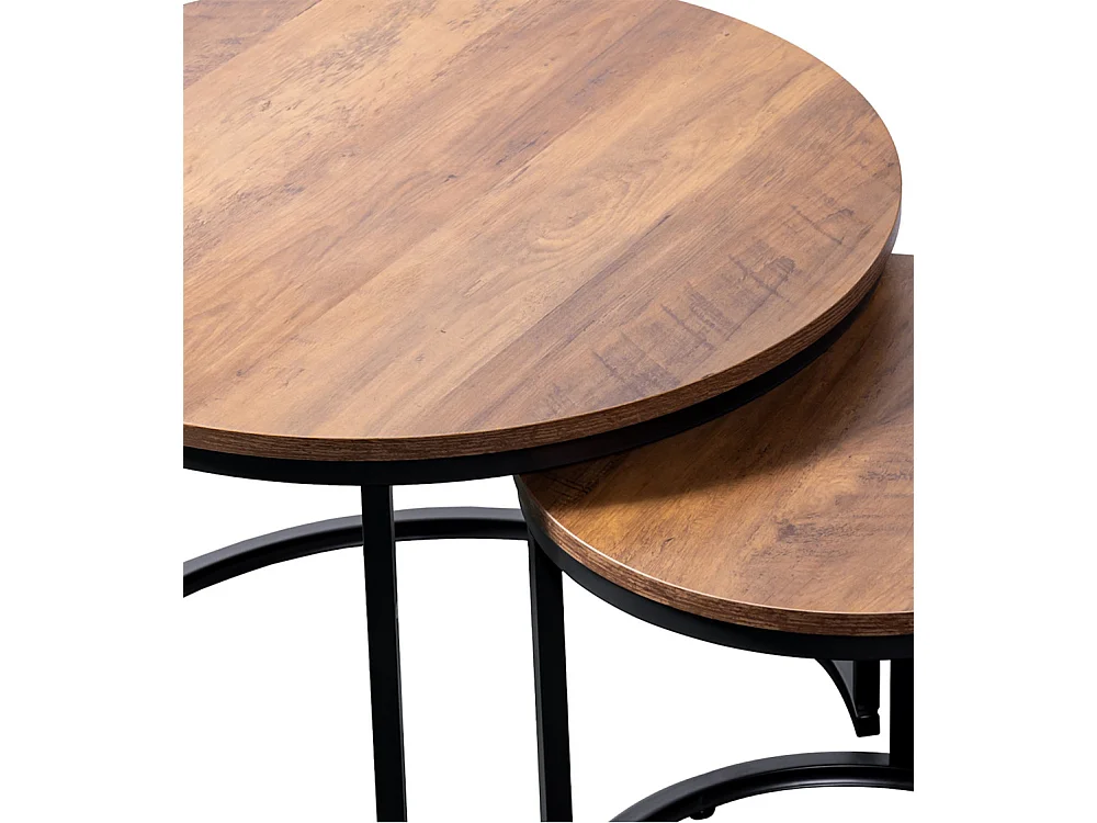 Pack de 2 mesas auxiliares de 45-40x50-40x50-40 cm com tapa en acabado roble oscuro Kio