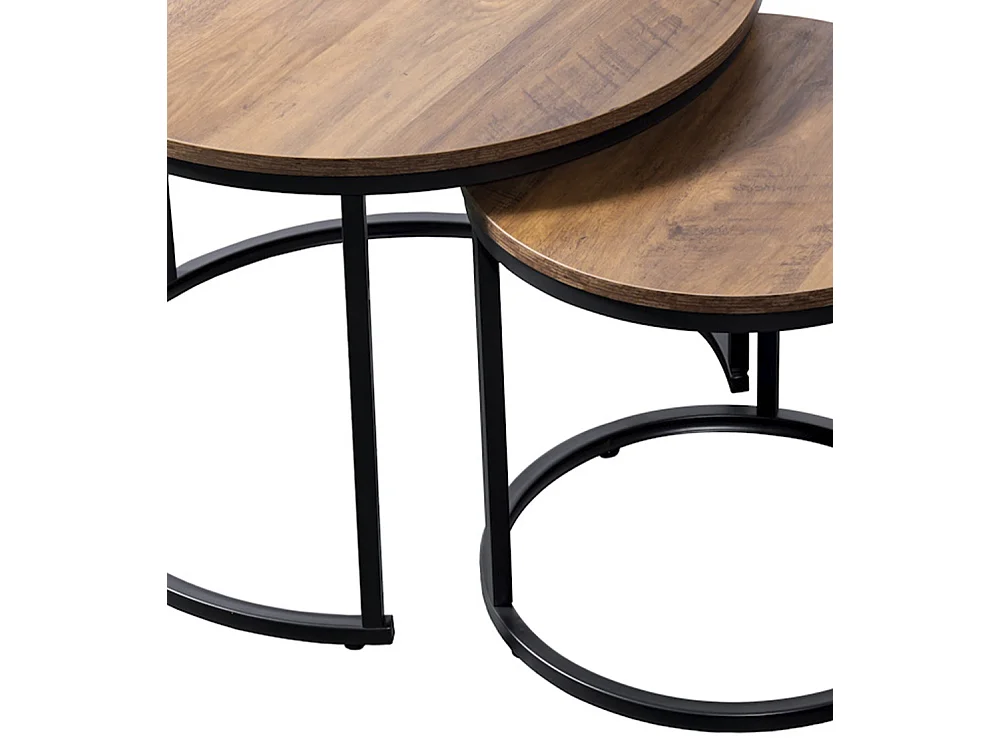 Pack de 2 mesas auxiliares de 45-40x50-40x50-40 cm com tapa en acabado roble oscuro Kio