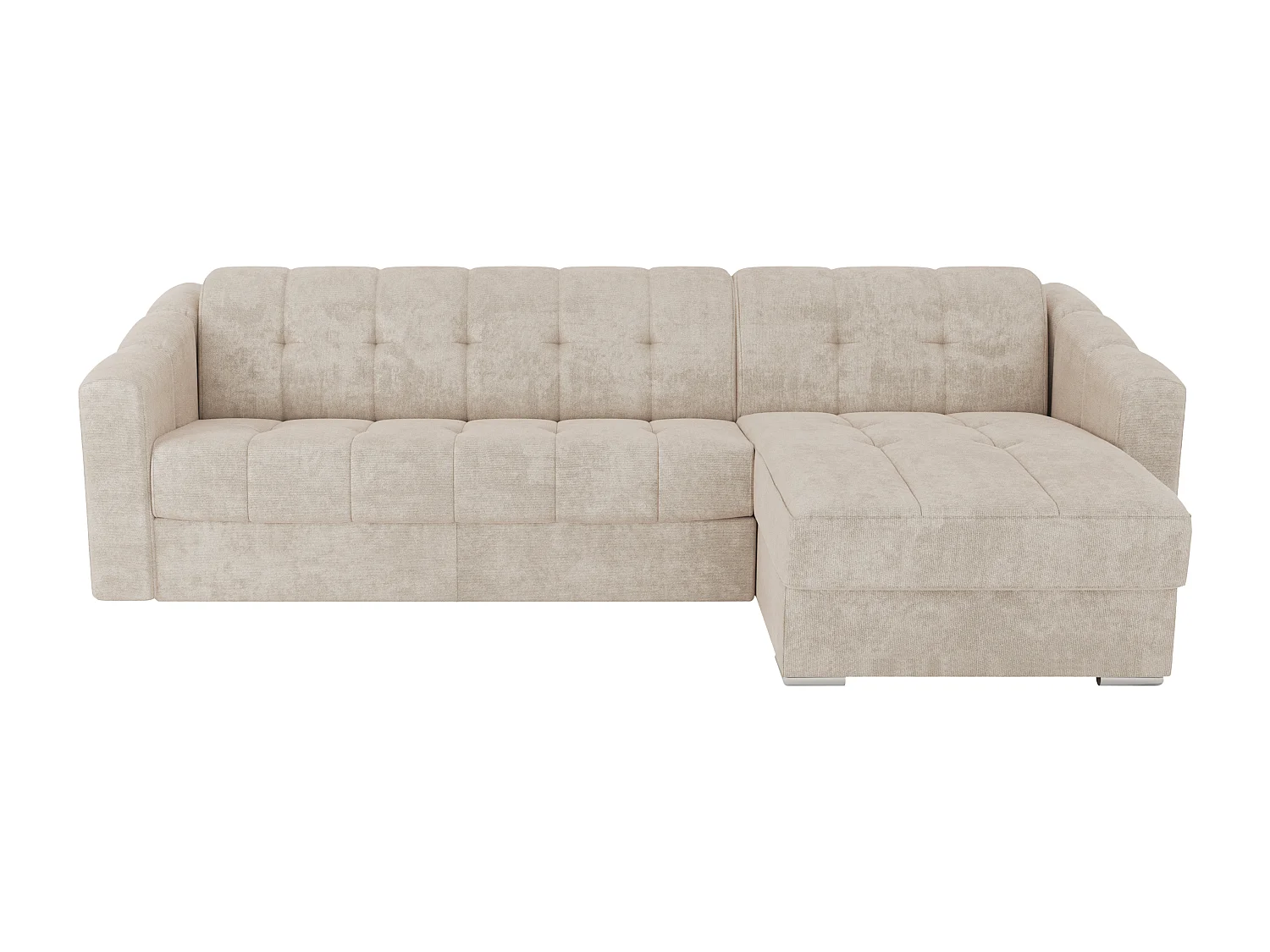 Canapé d'angle convertible express en tissu texturé beige - Couchage 160 cm - Matelas 14 cm - DARIELO