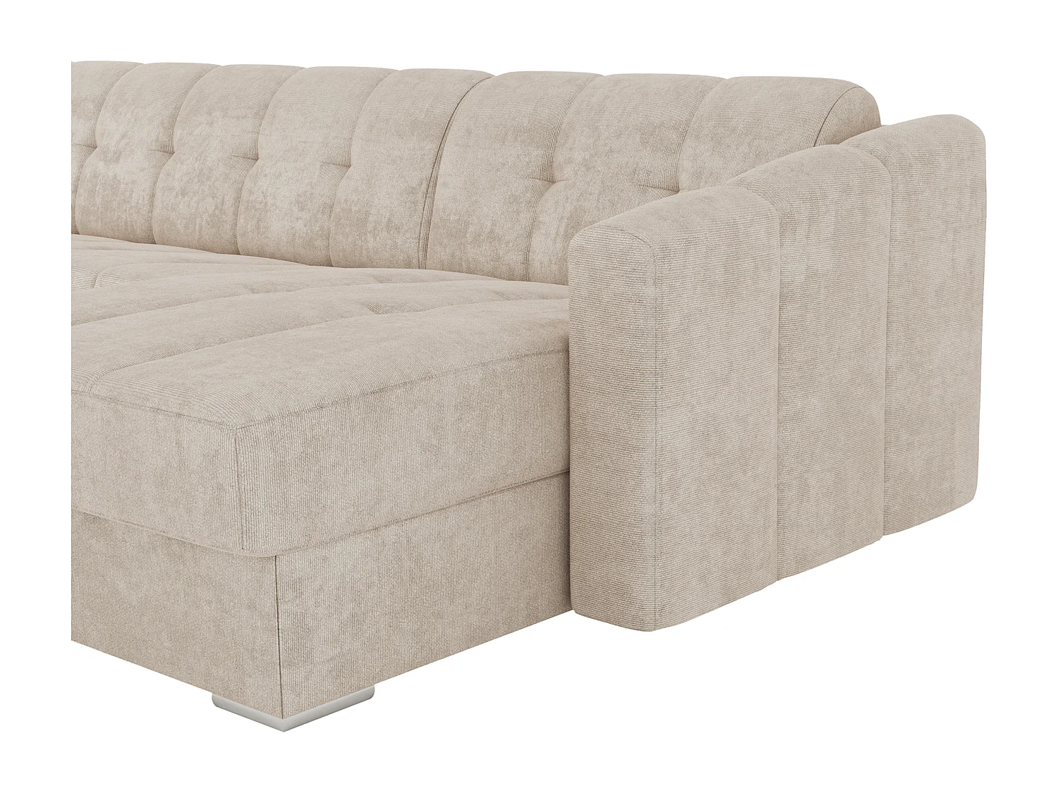 Canapé d'angle convertible express en tissu texturé beige - Couchage 160 cm - Matelas 18 cm - DARIELO