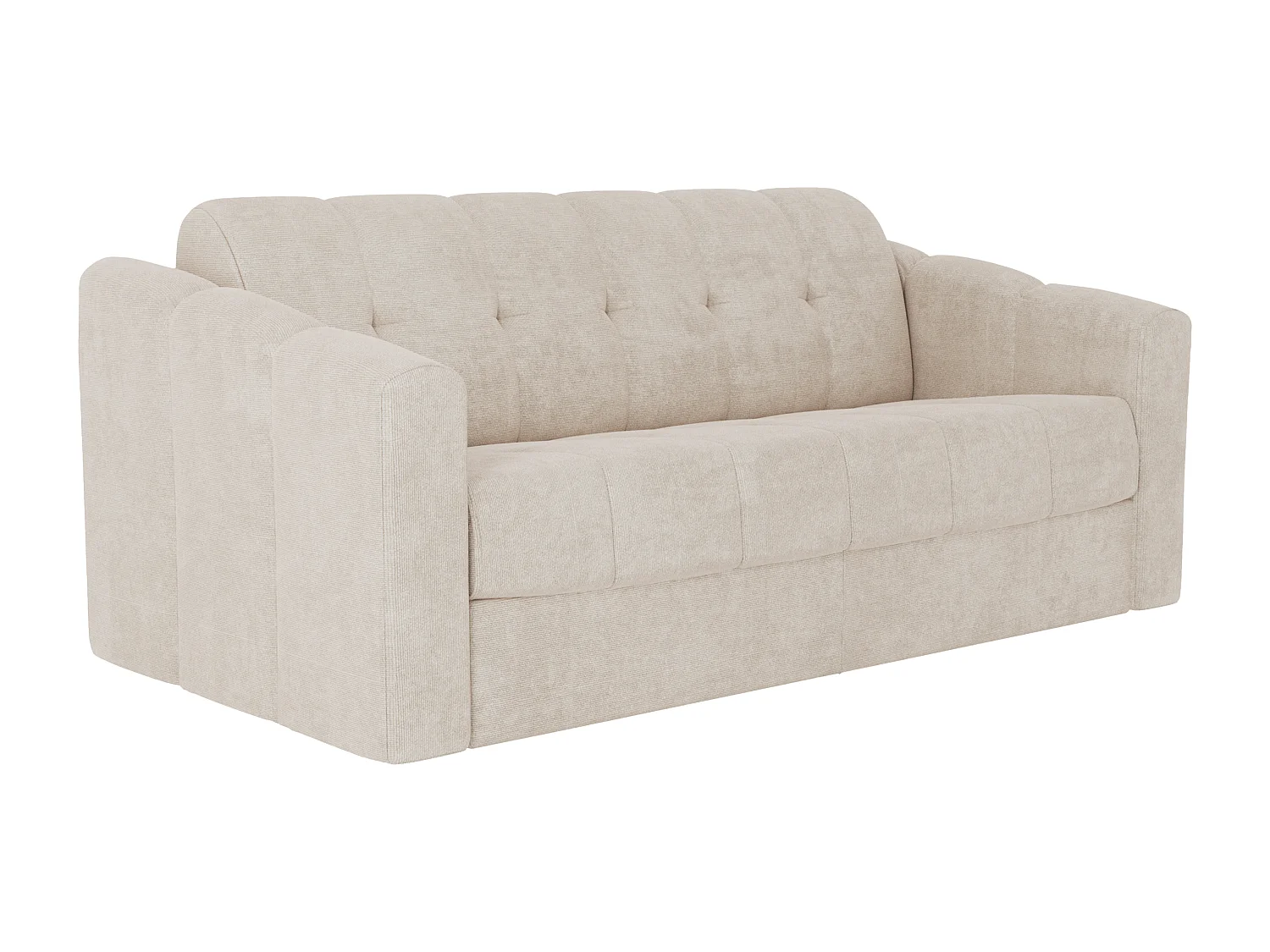 Canapé 3 places convertible express en tissu texturé beige - Couchage lattes larges 140 cm - Matelas 14 cm - DARIELO