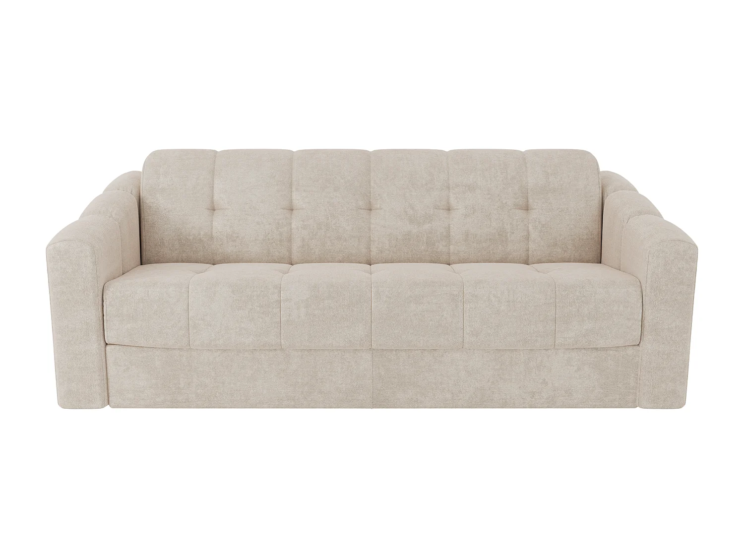 Canapé 4 places convertible express en tissu texturé beige - Couchage lattes larges 160 cm - Matelas 22 cm avec mémoire de forme - DARIELO