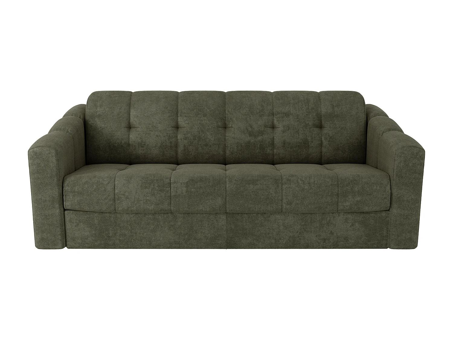 Canapé 4 places convertible express en tissu texturé vert kaki - Couchage 160 cm - Matelas 18 cm - DARIELO