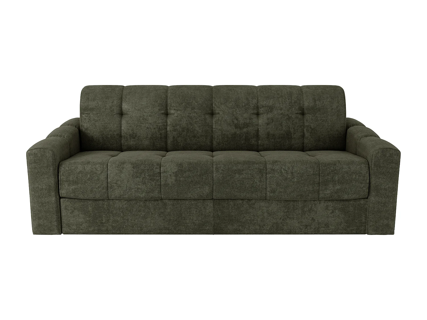 Canapé 4 places convertible express en tissu texturé vert kaki - Couchage lattes larges 160 cm - Matelas 22 cm avec mémoire de forme - DARIELO