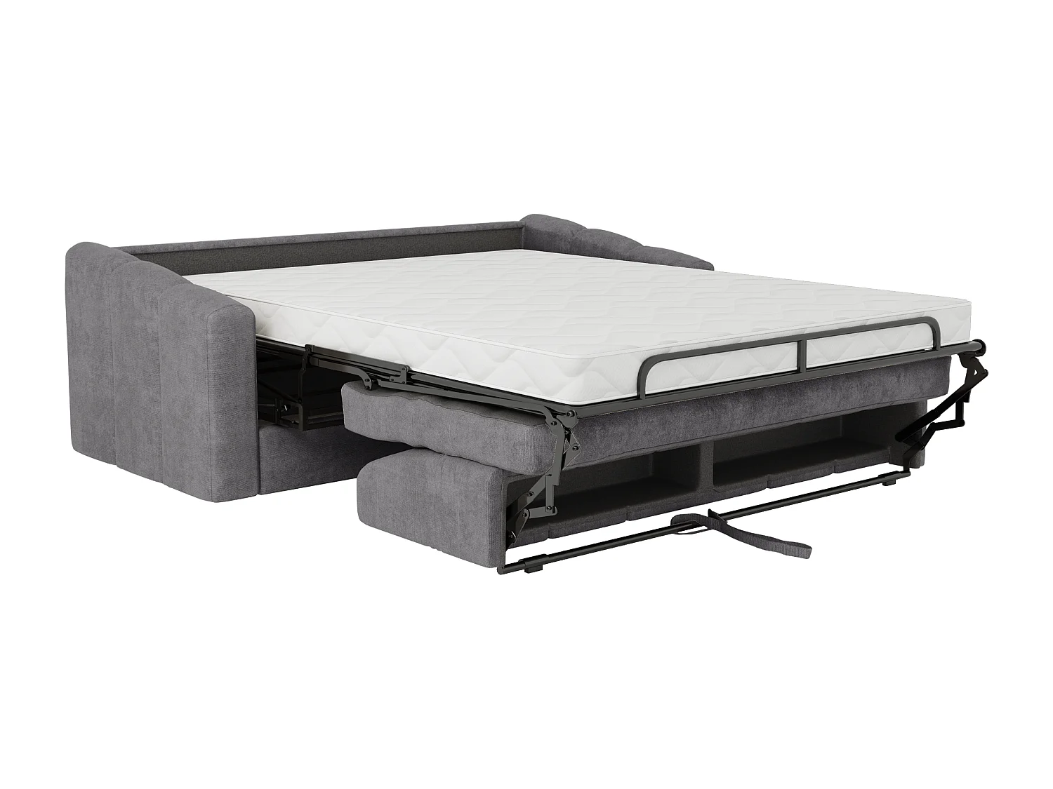 Canapé 3 places convertible express en tissu texturé gris - Couchage 140 cm - Matelas 14 cm - DARIELO