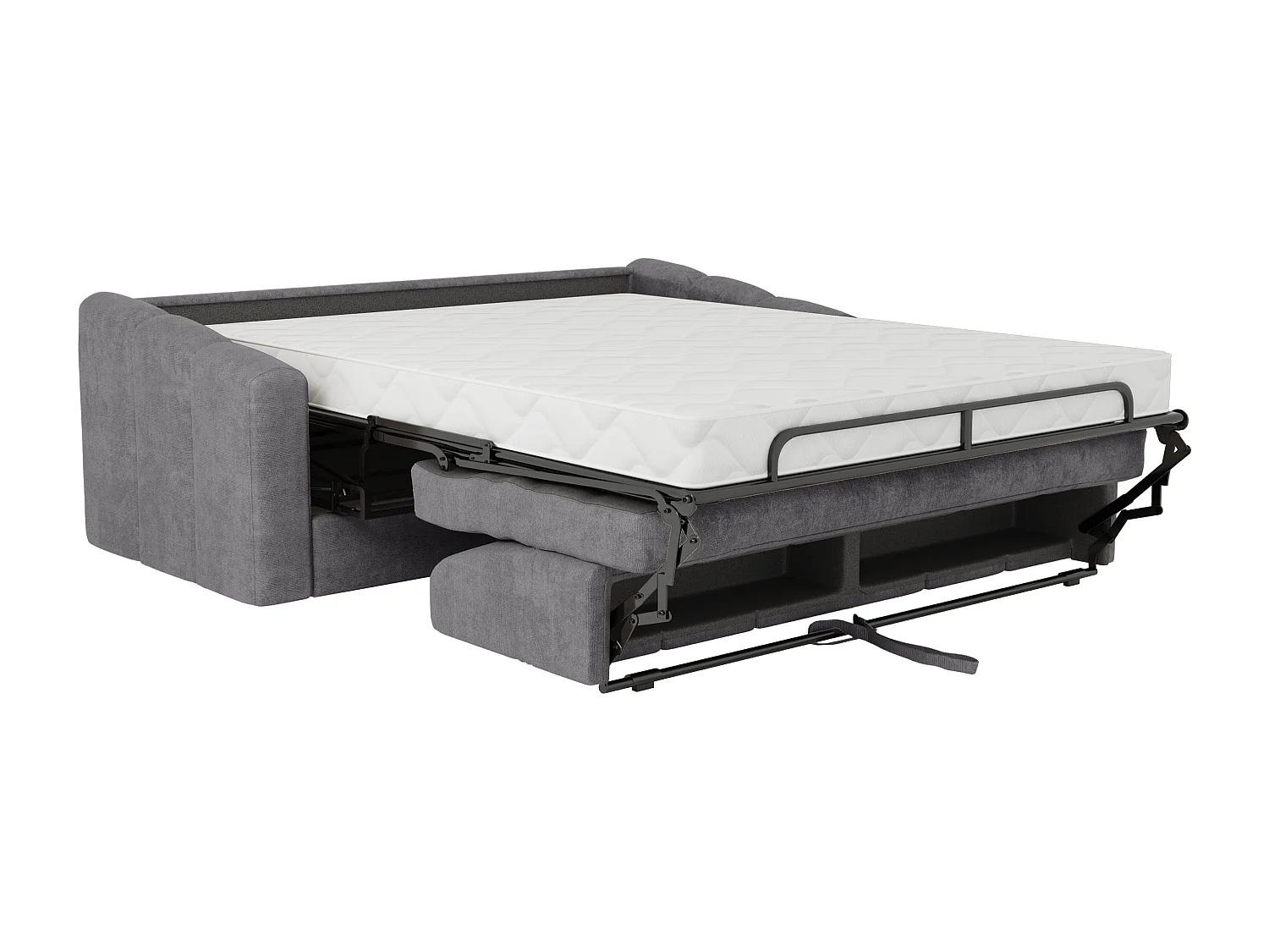 Canapé 3 places convertible express en tissu texturé gris - Couchage 140 cm - Matelas 18 cm - DARIELO