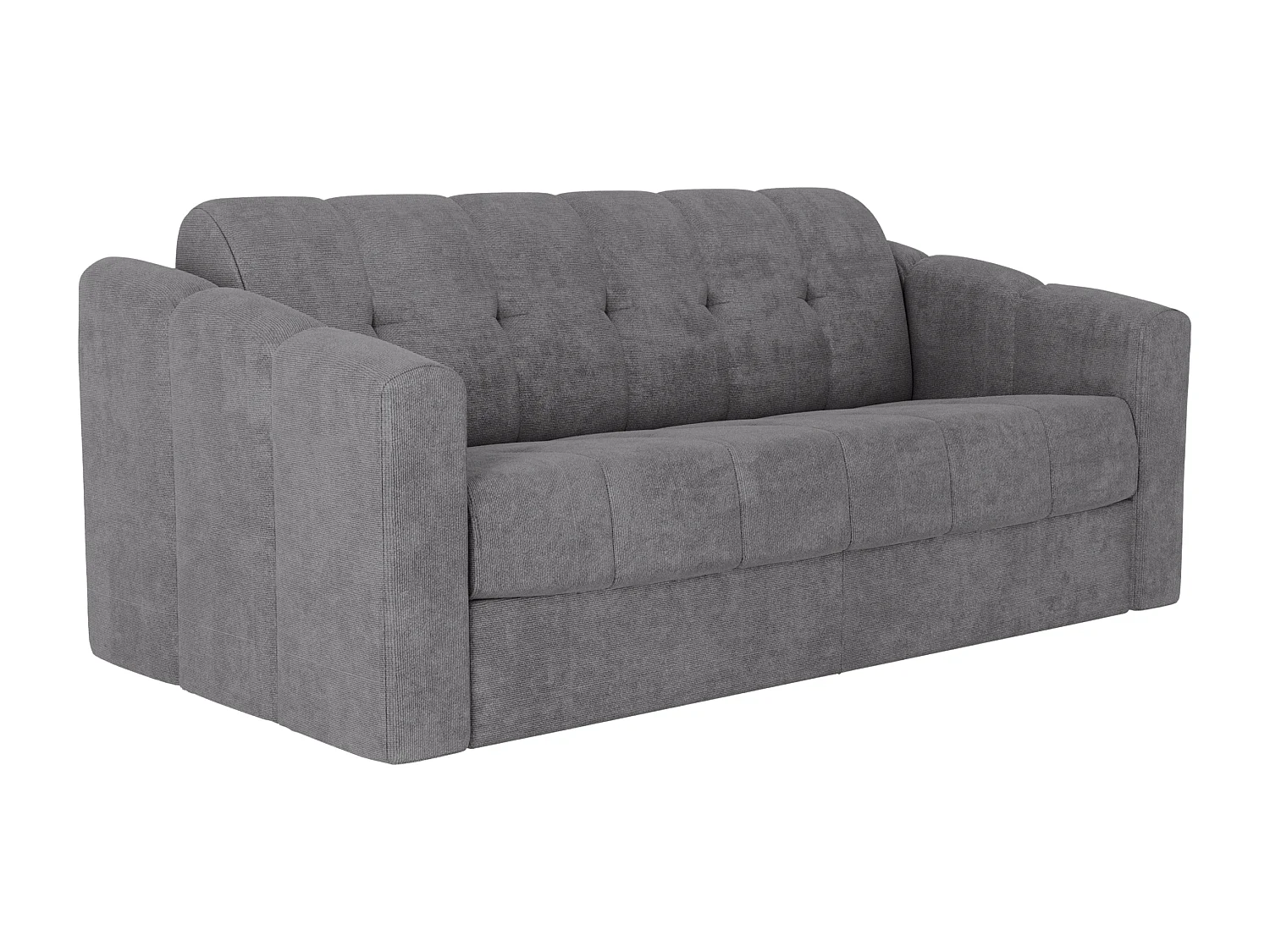 Canapé 3 places convertible express en tissu texturé gris - Couchage lattes larges 140 cm - Matelas 18 cm - DARIELO