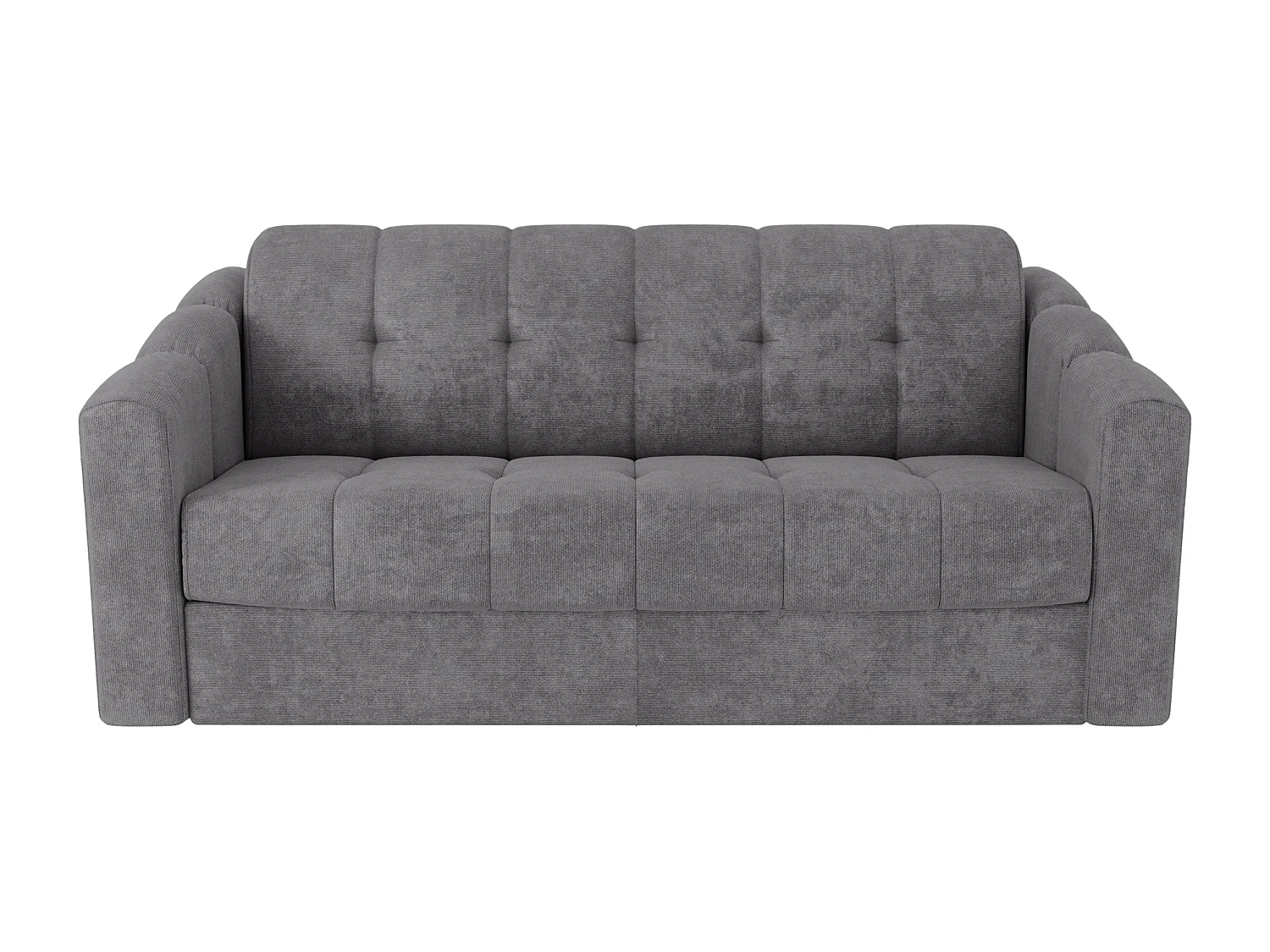 Canapé 3 places convertible express en tissu texturé gris - Couchage lattes larges 140 cm - Matelas 18 cm - DARIELO