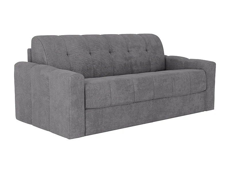 Canapé 3 places convertible express en tissu texturé gris - Couchage 140 cm - Matelas 22 cm avec mémoire de forme - DARIELO