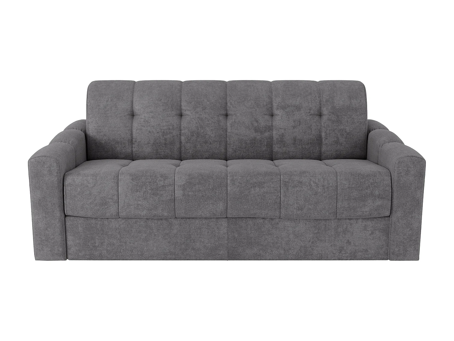 Canapé 3 places convertible express en tissu texturé gris - Couchage lattes larges 140 cm - Matelas 22 cm avec mémoire de forme - DARIELO