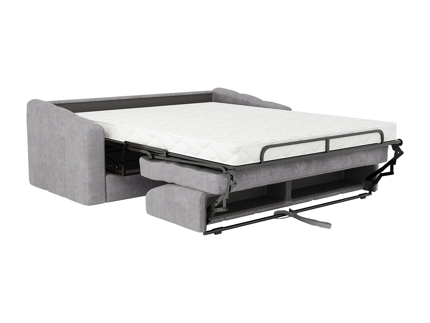 Canapé 3 places convertible express en tissu texturé gris clair - Couchage 140 cm - Matelas 14 cm - DARIELO