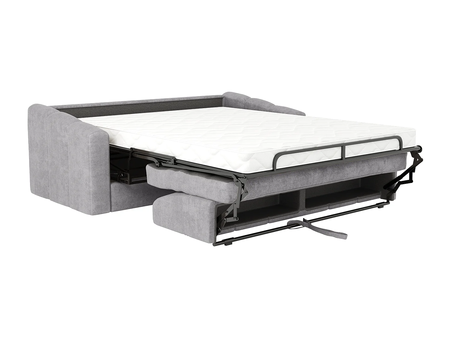 Canapé 4 places convertible express en tissu texturé gris clair - Couchage 160 cm - Matelas 14 cm - DARIELO