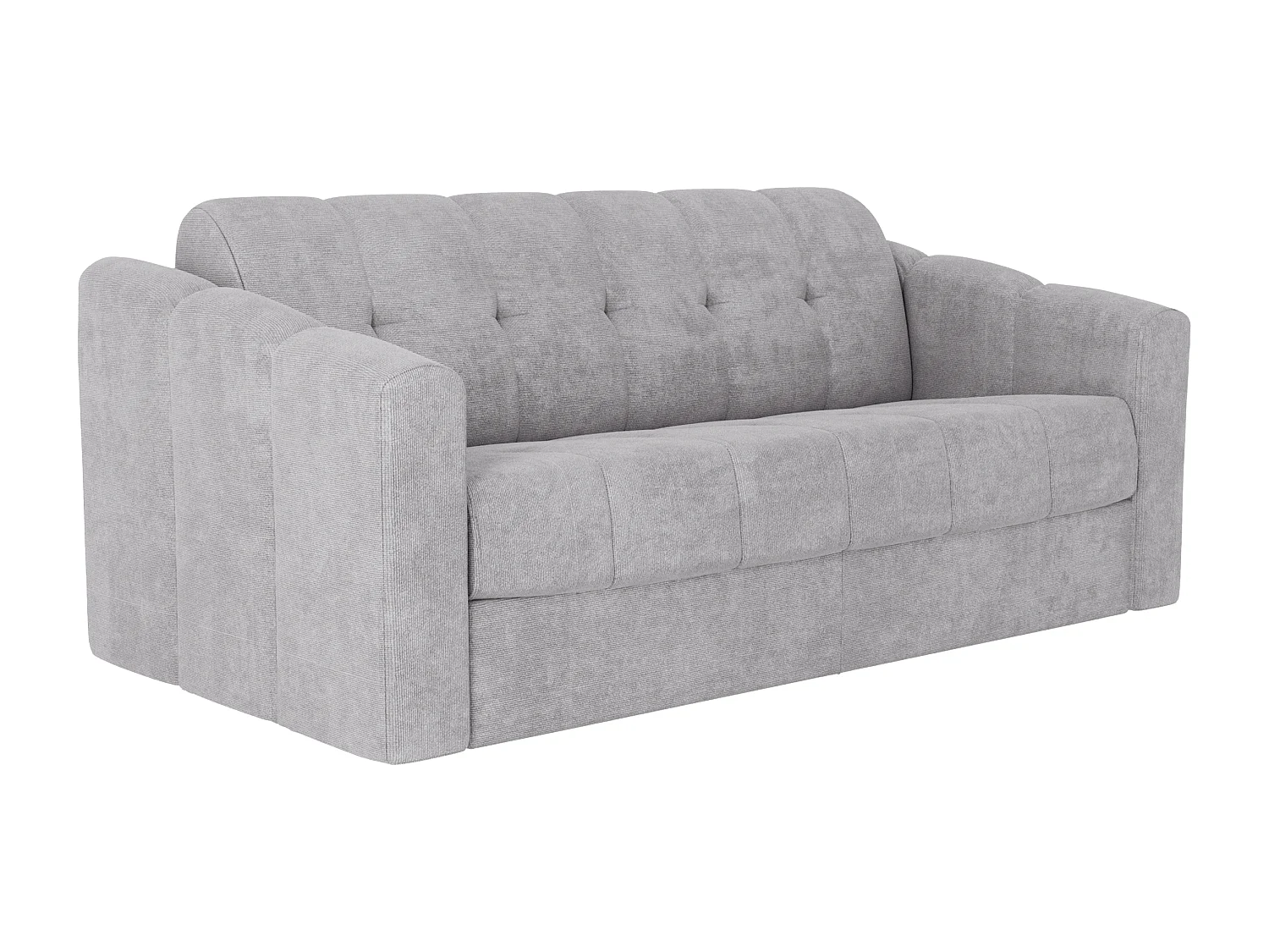 Canapé 3 places convertible express en tissu texturé gris clair - Couchage lattes larges 140 cm - Matelas 14 cm - DARIELO