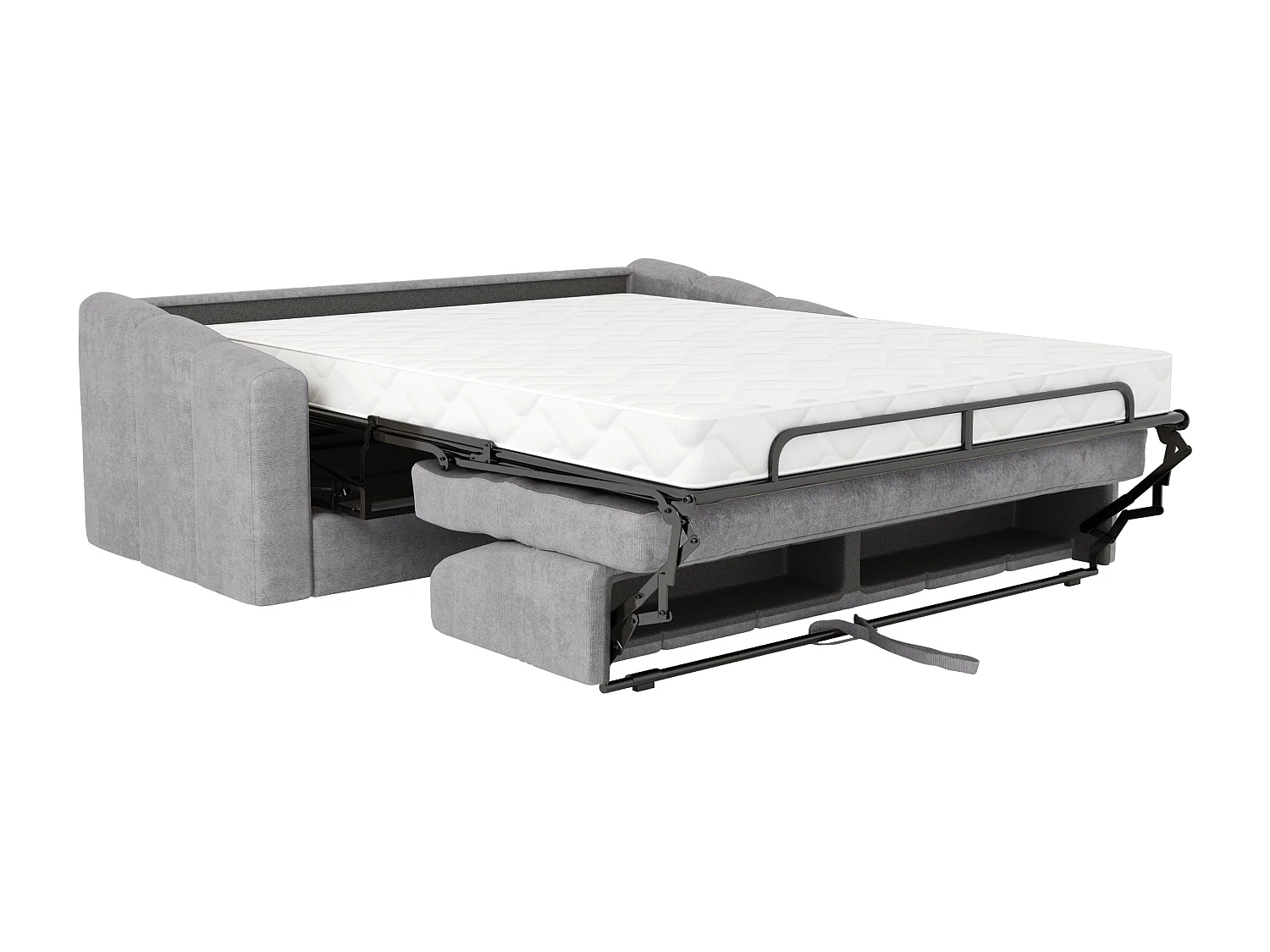 Canapé 3 places convertible express en tissu texturé gris clair - Couchage 140 cm - Matelas 18 cm - DARIELO
