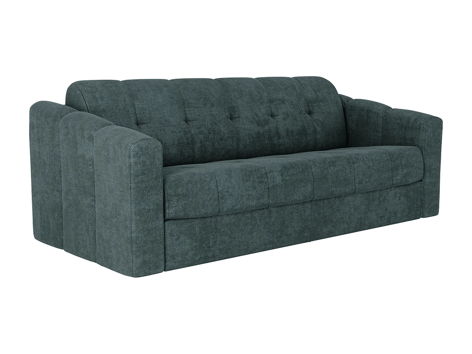 Canapé 3 places convertible express en tissu texturé bleu canard - Couchage 140 cm - Matelas 14 cm - DARIELO