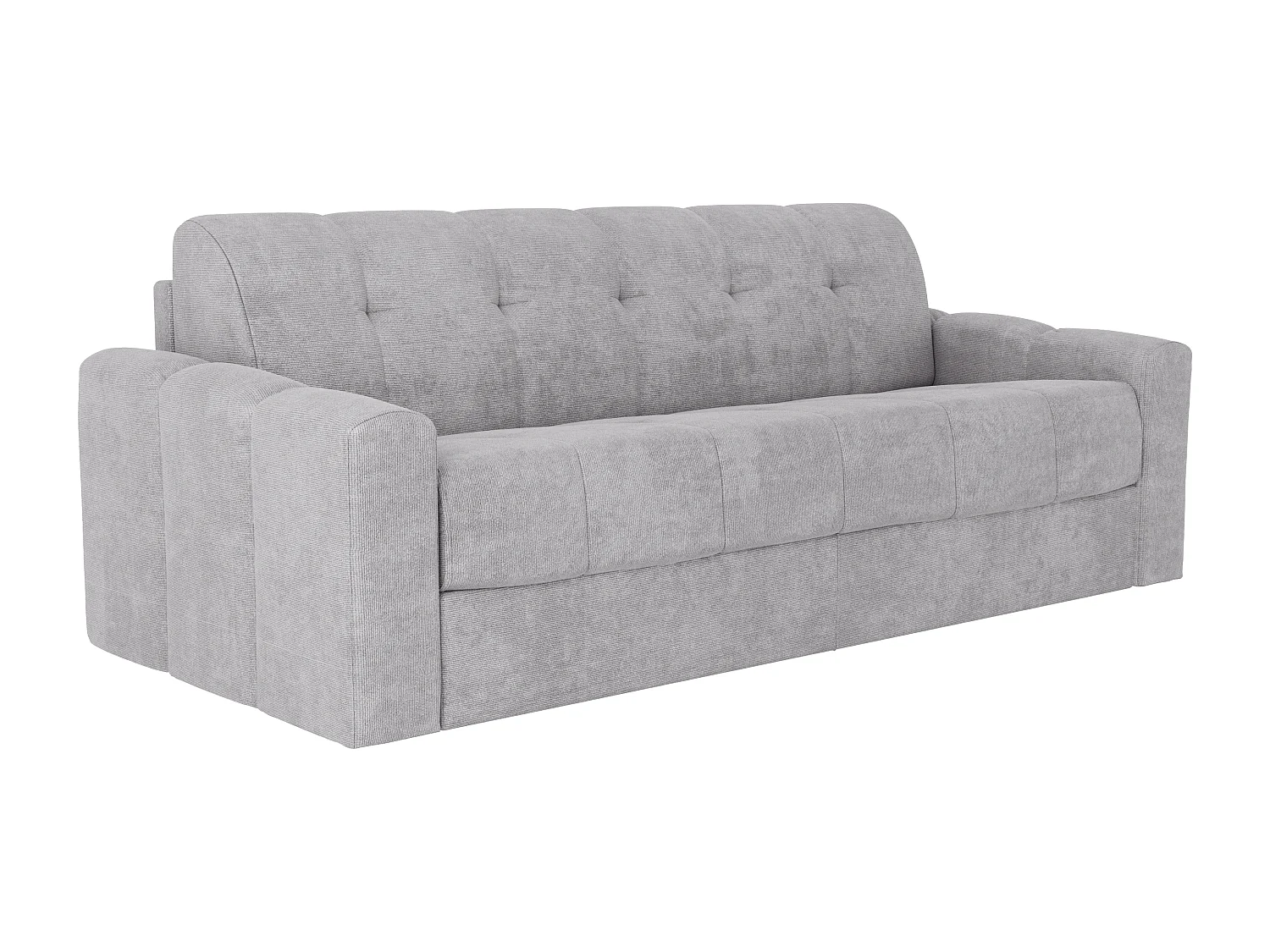 Canapé 4 places convertible express en tissu texturé gris clair - Couchage lattes larges 160 cm - Matelas 22 cm avec mémoire de forme - DARIELO