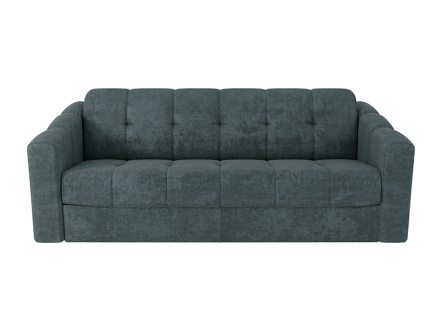 Canapé 3 places convertible express en tissu texturé bleu canard - Couchage lattes larges 140 cm - Matelas 14 cm - DARIELO