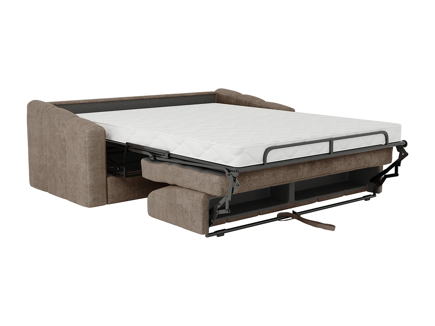 Canapé 3 places convertible express en tissu texturé taupe - Couchage 140 cm - Matelas 14 cm - DARIELO