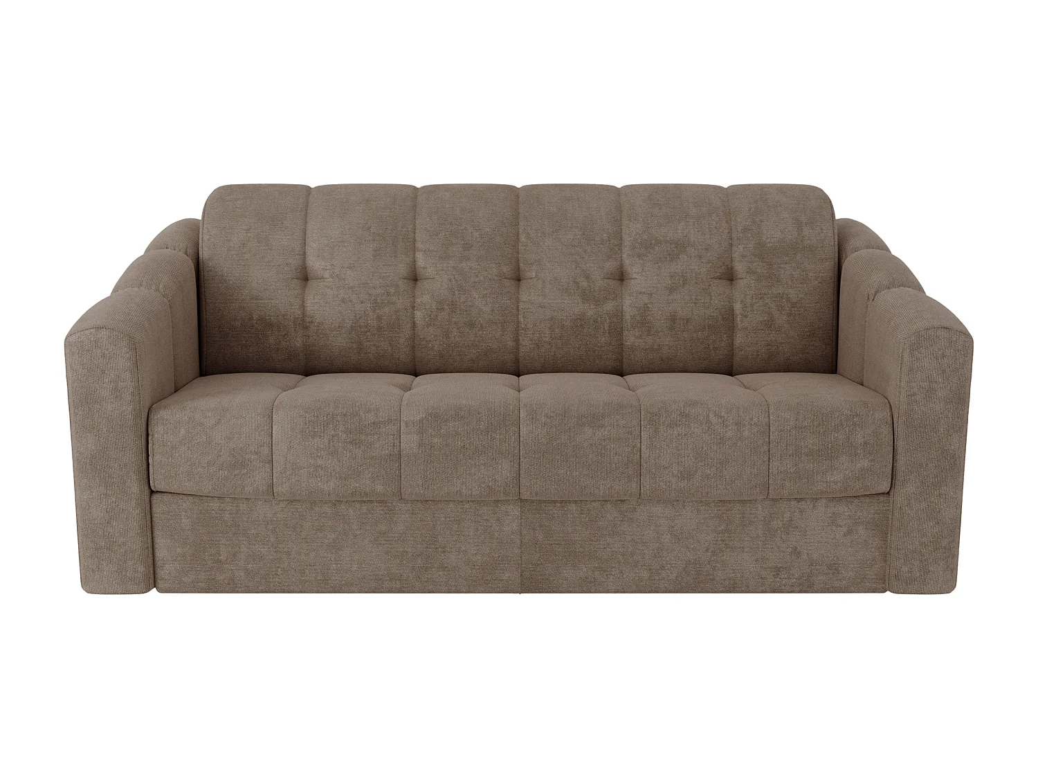 Canapé 3 places convertible express en tissu texturé taupe - Couchage lattes larges 140 cm - Matelas 18 cm - DARIELO