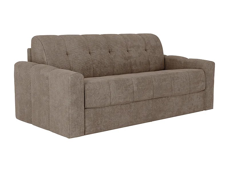 Canapé 3 places convertible express en tissu texturé taupe - Couchage 140 cm - Matelas 22 cm avec mémoire de forme - DARIELO