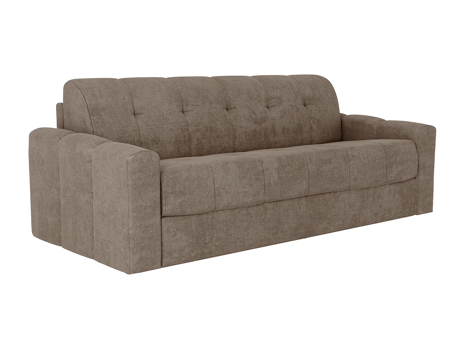 Canapé 4 places convertible express en tissu texturé taupe - Couchage 160 cm - Matelas 22 cm avec mémoire de forme - DARIELO