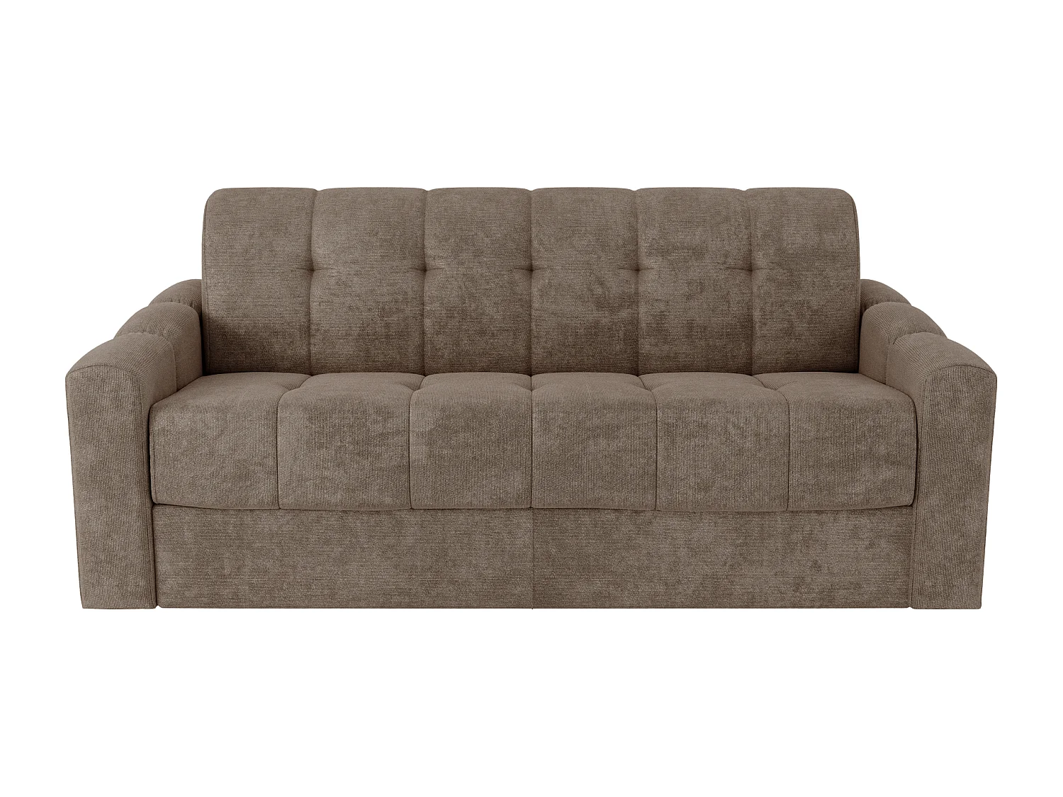 Canapé 3 places convertible express en tissu texturé taupe - Couchage lattes larges 140 cm - Matelas 22 cm avec mémoire de forme - DARIELO