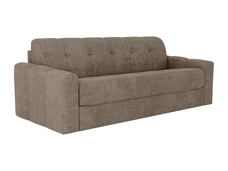 Canapé 4 places convertible express en tissu texturé taupe - Couchage lattes larges 160 cm - Matelas 22 cm avec mémoire de forme - DARIELO
