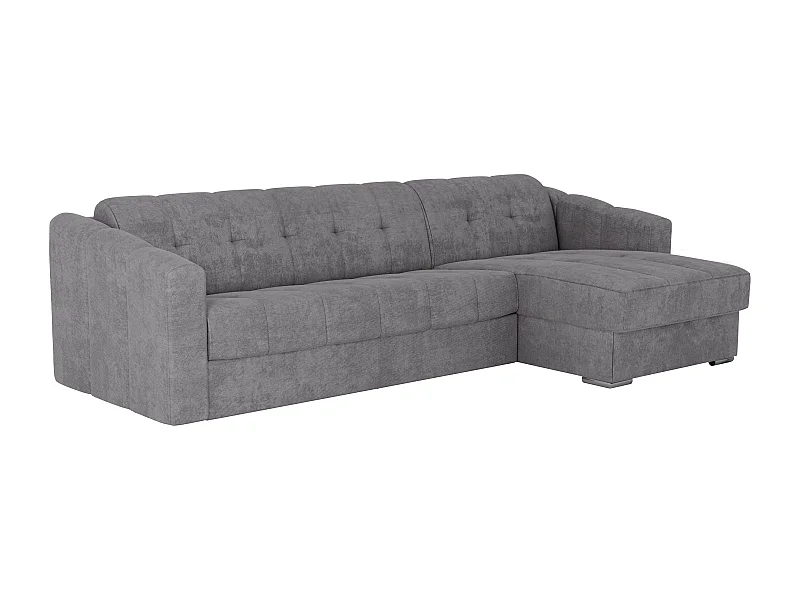 Canapé d'angle convertible express en tissu texturé gris - Couchage 160 cm - Matelas 18 cm - DARIELO
