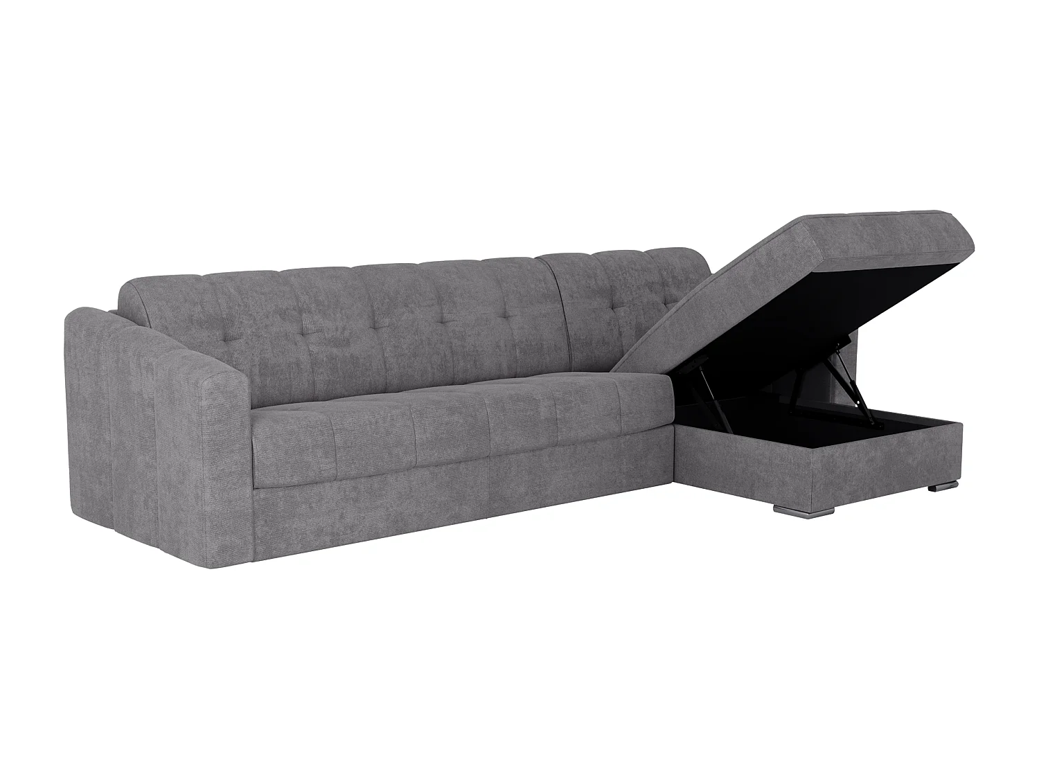 Canapé d'angle convertible express en tissu texturé gris - Couchage lattes larges 160 cm - Matelas 14 cm - DARIELO