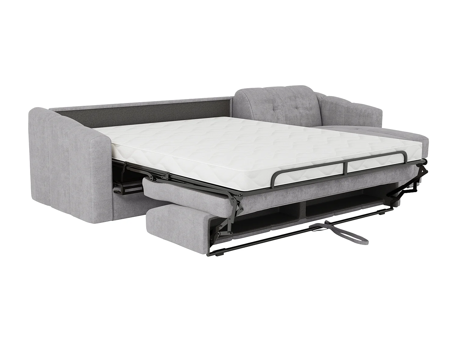 Canapé d'angle convertible express en tissu texturé gris clair - Couchage 140 cm - Matelas 14 cm - DARIELO