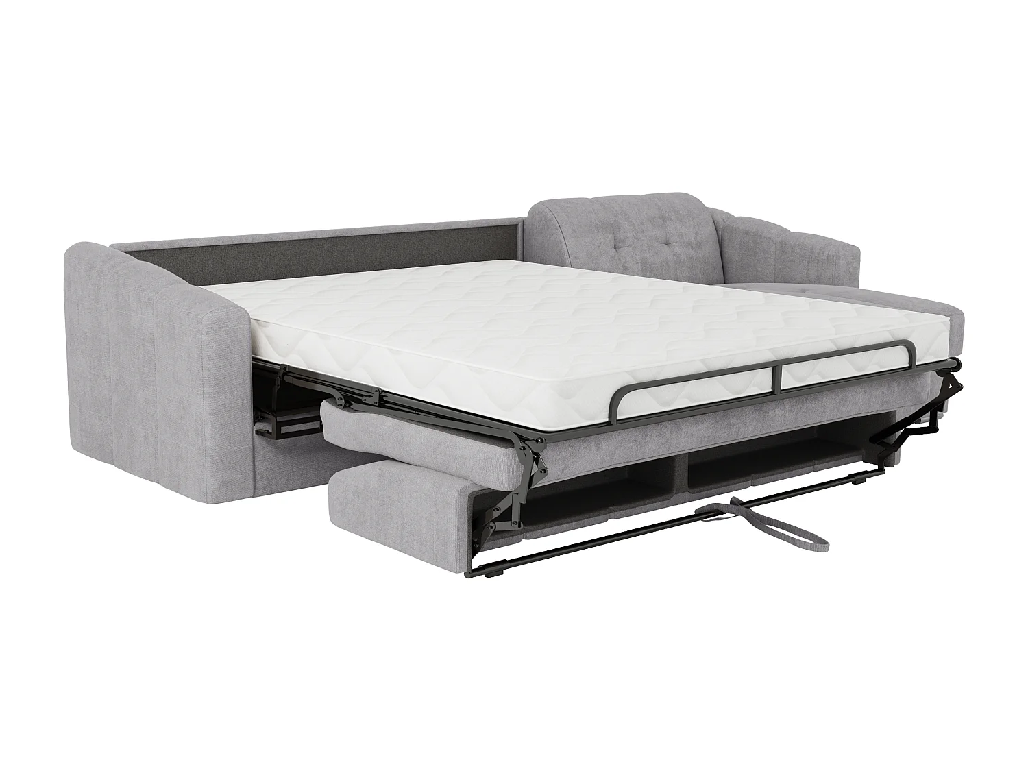 Canapé d'angle convertible express en tissu texturé gris clair - Couchage 160 cm - Matelas 18 cm - DARIELO