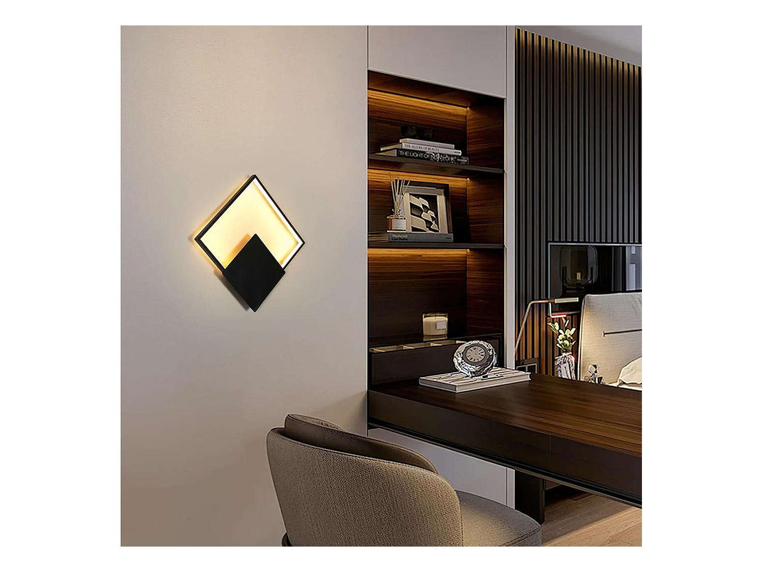 Applique murale LED moderne en aluminium, 21 W, 2362 lm, éclairage intérieur noir, lumière blanc chaud 3000 K, carrée, pour escalier, balcon