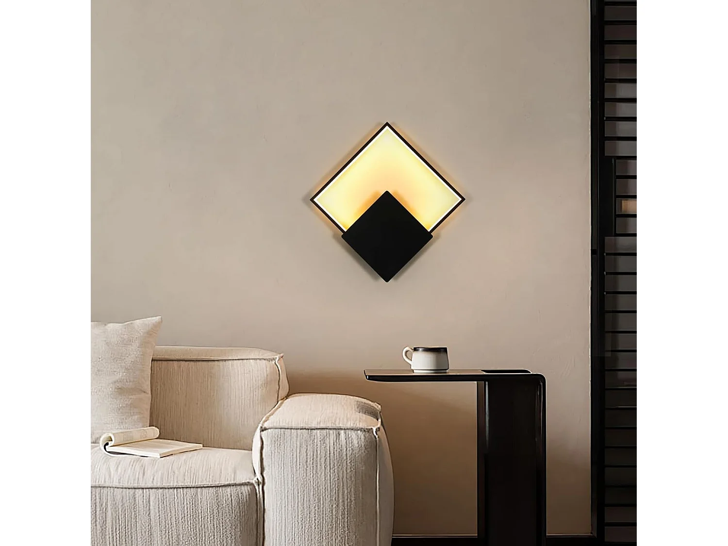 Applique murale LED moderne en aluminium, 21 W, 2362 lm, éclairage intérieur noir, lumière blanc chaud 3000 K, carrée, pour escalier, balcon
