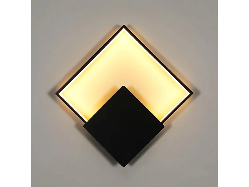 Applique murale LED moderne en aluminium, 21 W, 2362 lm, éclairage intérieur noir, lumière blanc chaud 3000 K, carrée, pour escalier, balcon
