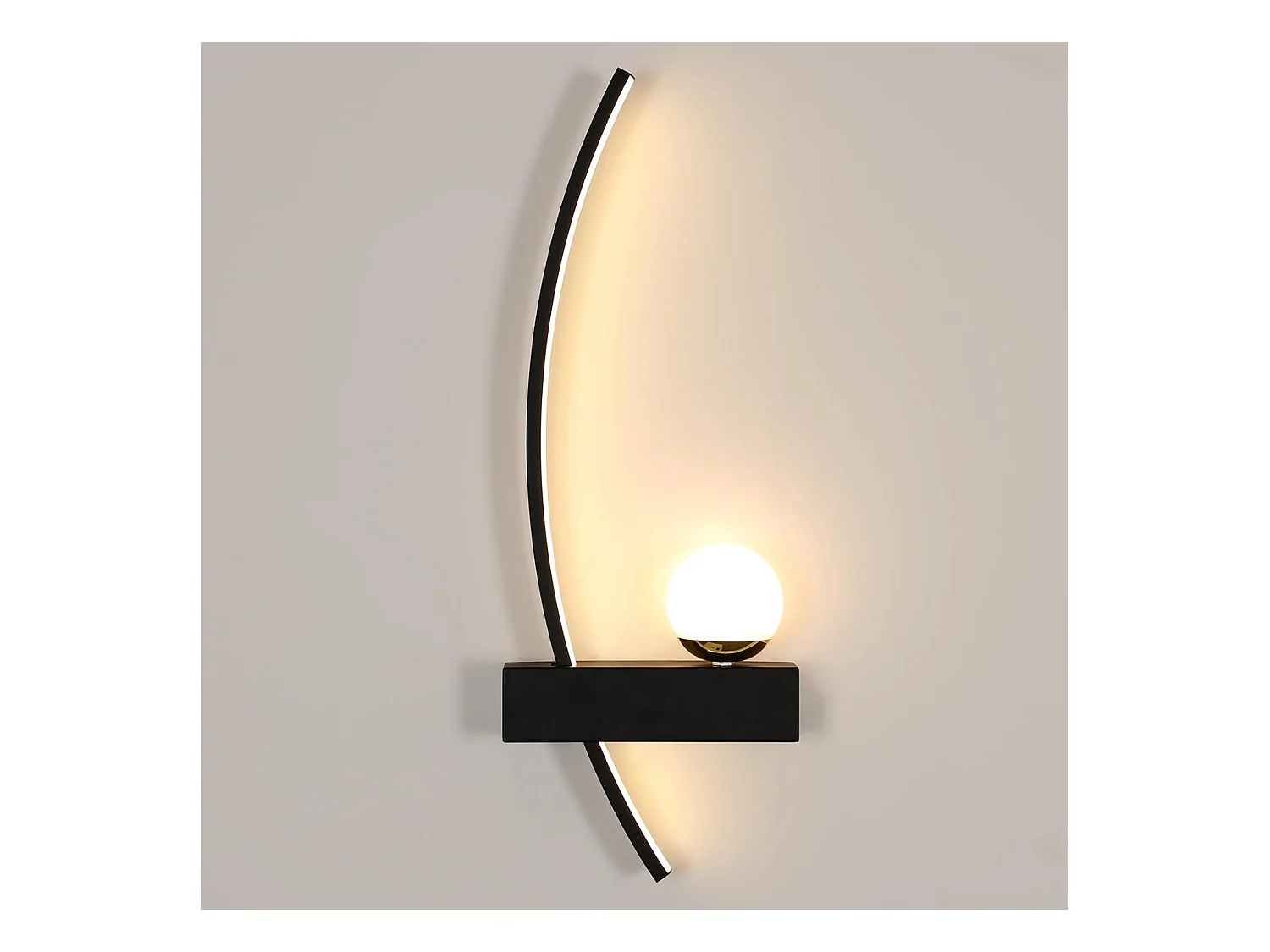 Applique murale d'intérieur LED en acrylique noir, 14 W, 3 000 K, blanc chaud, pour chambre, salon, hôtel, escaliers, couloir