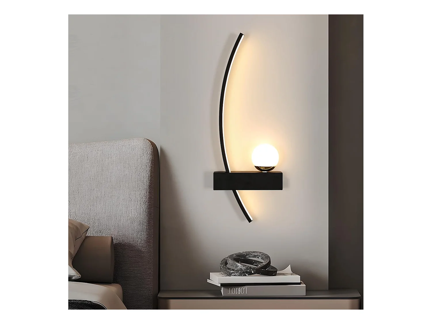 Applique murale d'intérieur LED en acrylique noir, 14 W, 3 000 K, blanc chaud, pour chambre, salon, hôtel, escaliers, couloir