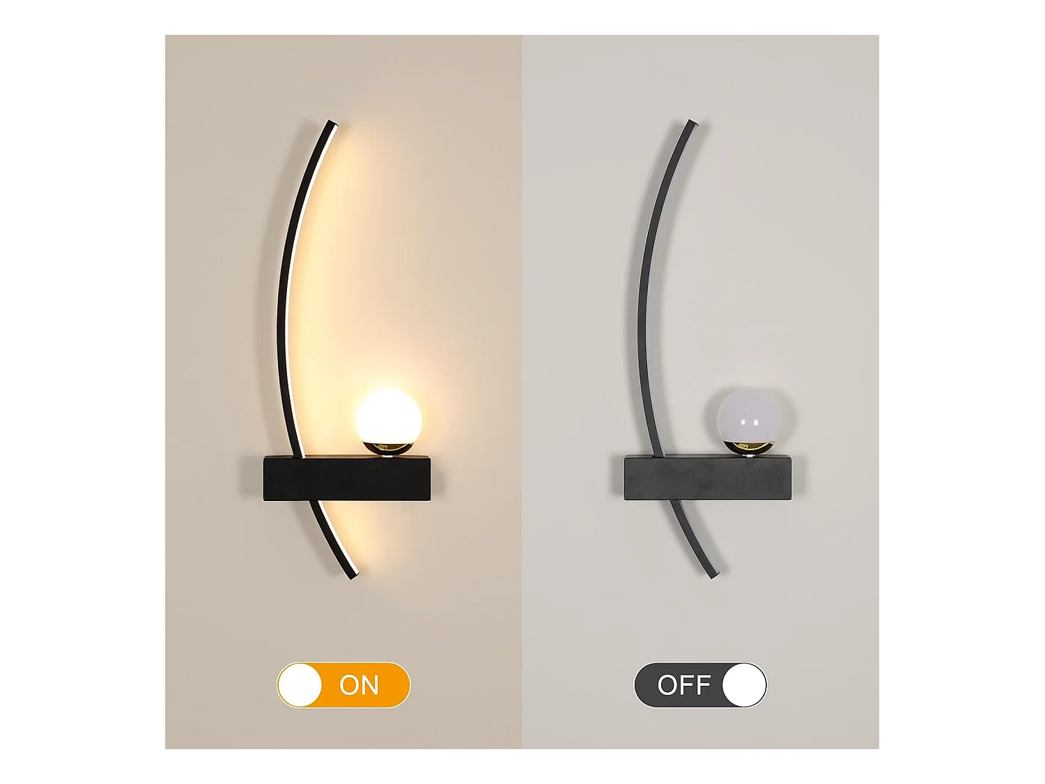 Applique murale d'intérieur LED en acrylique noir, 14 W, 3 000 K, blanc chaud, pour chambre, salon, hôtel, escaliers, couloir