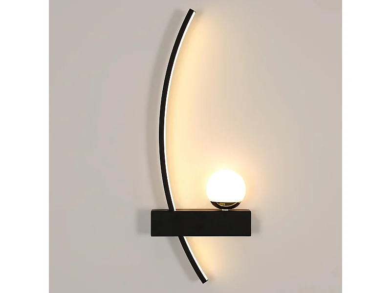 Applique murale d'intérieur LED en acrylique noir, 14 W, 3 000 K, blanc chaud, pour chambre, salon, hôtel, escaliers, couloir