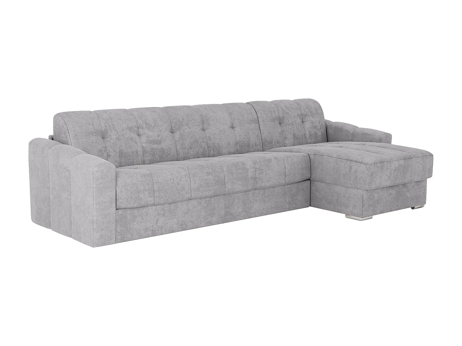 Canapé d'angle convertible express en tissu texturé gris clair - Couchage lattes larges 160 cm - Matelas 22 cm avec mémoire de forme - DARIELO