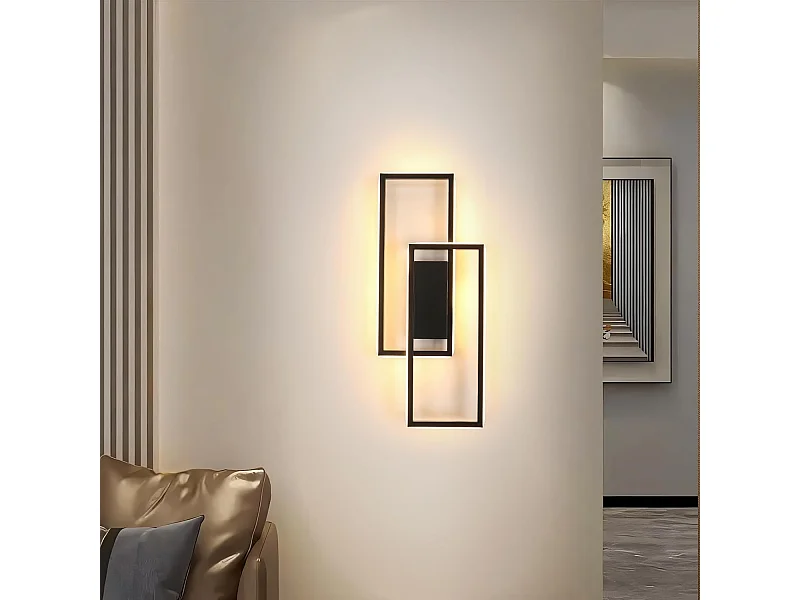 Applique murale LED, 28W, 3275lm, décorative et moderne, blanc chaud 3000K, noire, idéale pour l'éclairage intérieur d'une chambre, d'un salon