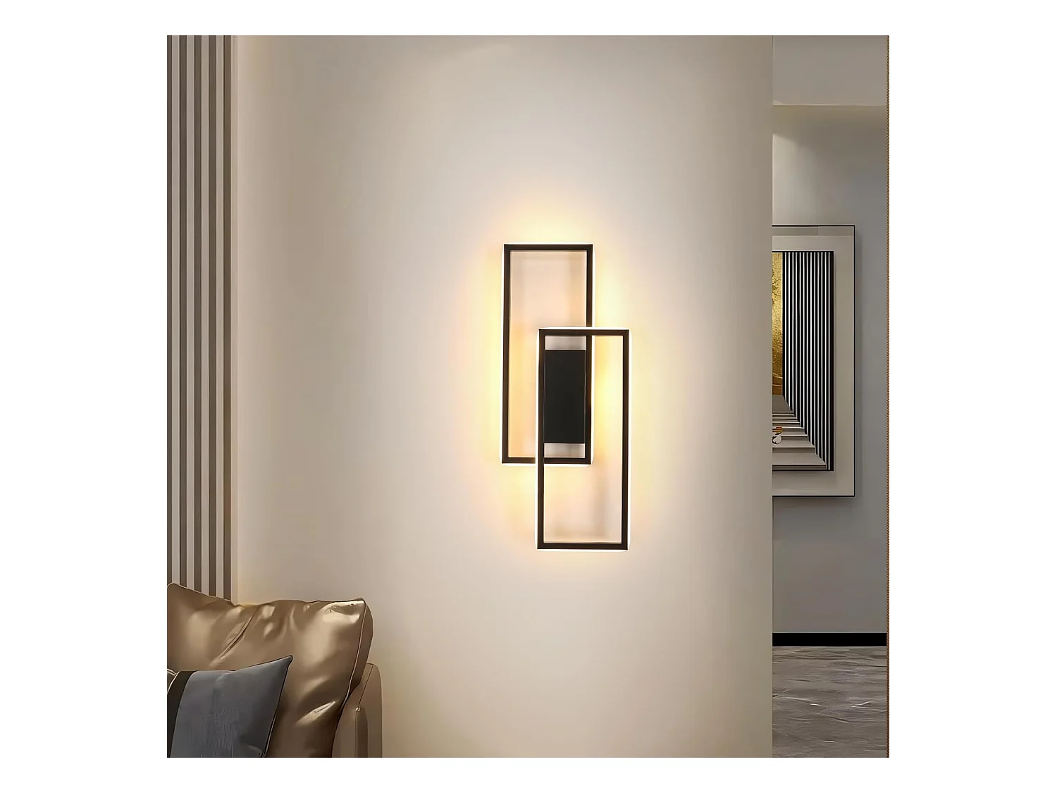 Applique murale LED, 28W, 3275lm, décorative et moderne, blanc chaud 3000K, noire, idéale pour l'éclairage intérieur d'une chambre, d'un salon