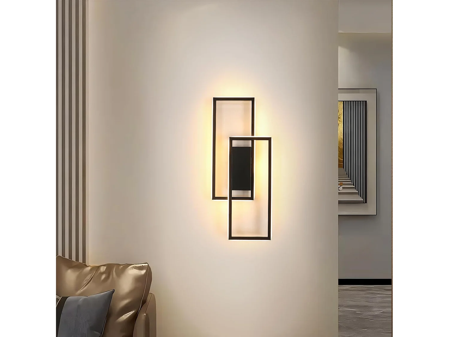Applique murale LED, 28W, 3275lm, décorative et moderne, blanc chaud 3000K, noire, idéale pour l'éclairage intérieur d'une chambre, d'un salon