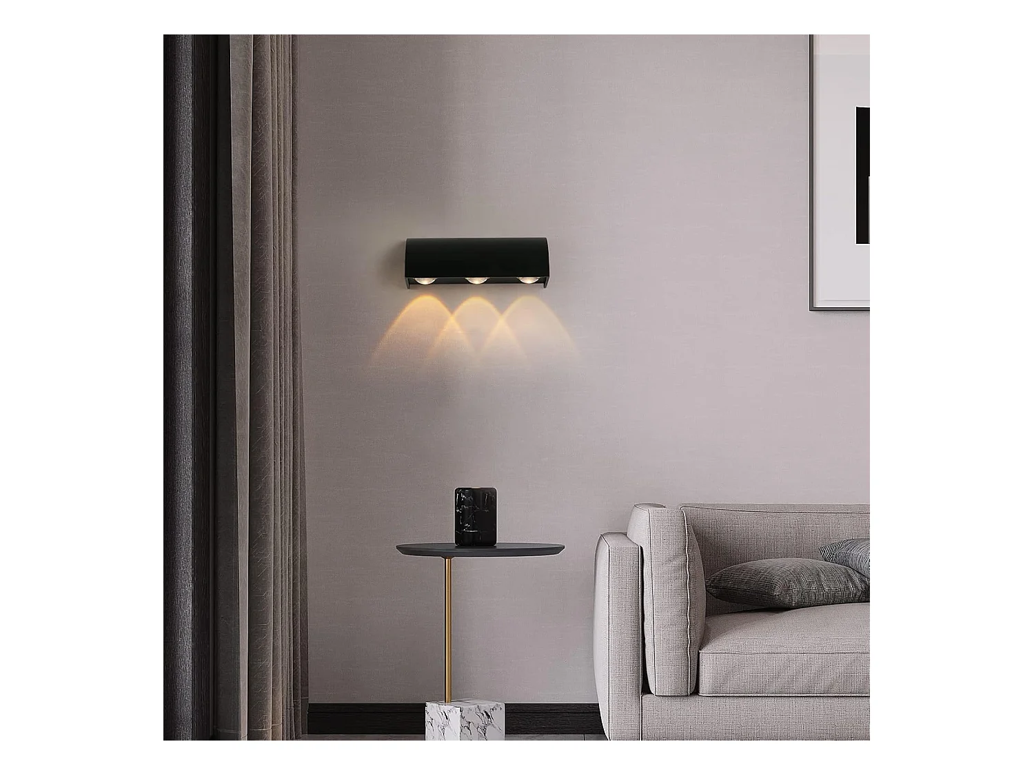 Applique murale d'extérieur LED 9 W en aluminium noir, étanche IP65, lumière chaude 3 000 K, pour terrasse, balcon et jardin