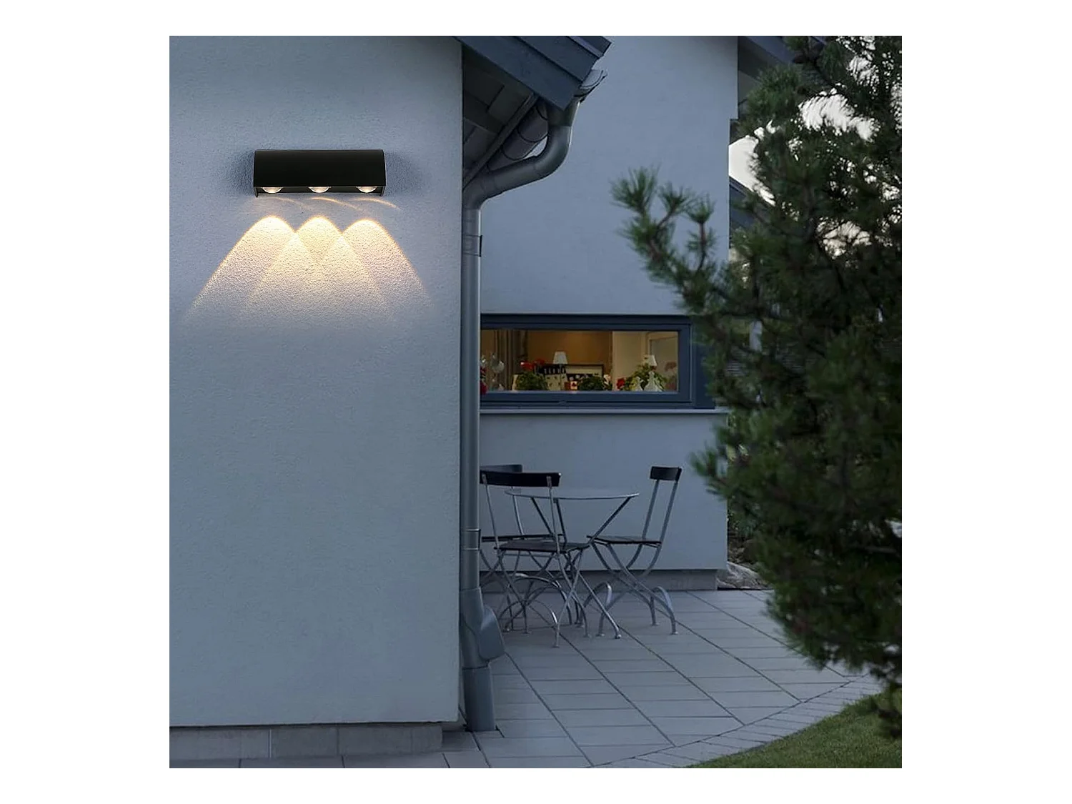 Applique murale d'extérieur LED 9 W en aluminium noir, étanche IP65, lumière chaude 3 000 K, pour terrasse, balcon et jardin