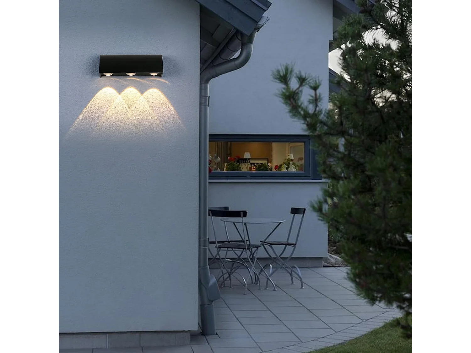 Applique murale d'extérieur LED 9 W en aluminium noir, étanche IP65, lumière chaude 3 000 K, pour terrasse, balcon et jardin