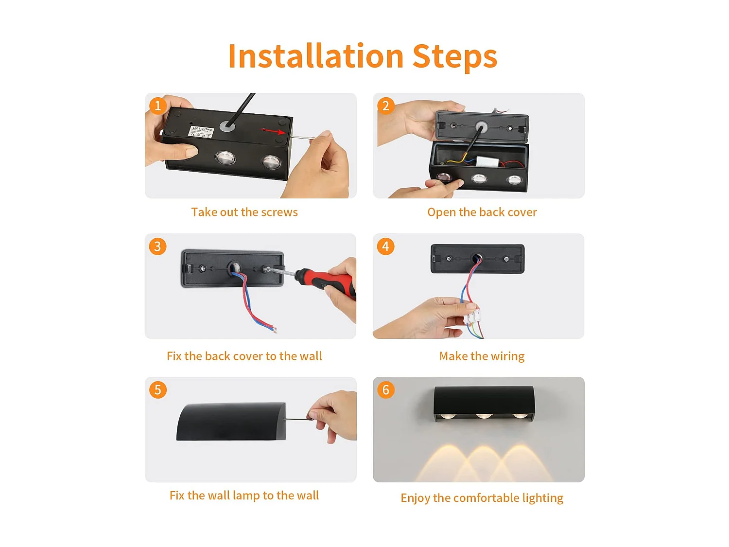 Applique murale d'extérieur LED 9 W en aluminium noir, étanche IP65, lumière chaude 3 000 K, pour terrasse, balcon et jardin